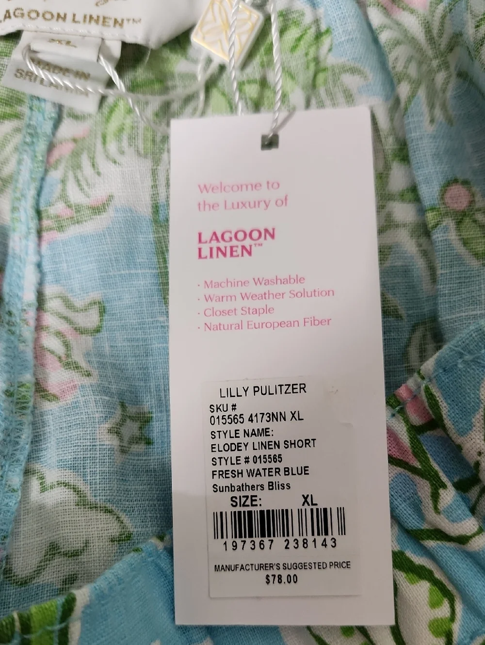 NWT Lilly Pulitzer Elodey Linen Short. Size XL - Picture 8 of 8
